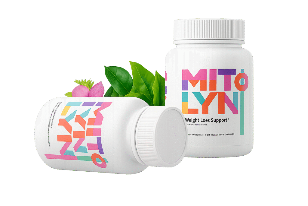 Mitolyn Weight Loss Supplement Bottles with Leaves and Flowers